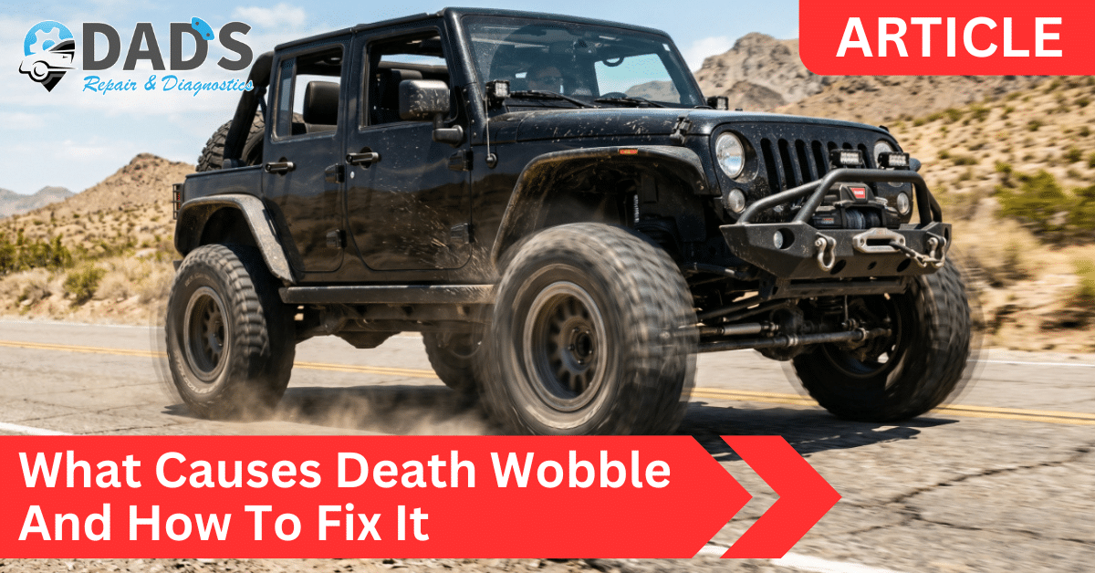 Death Wobble displayed on a Jeep Wrangler